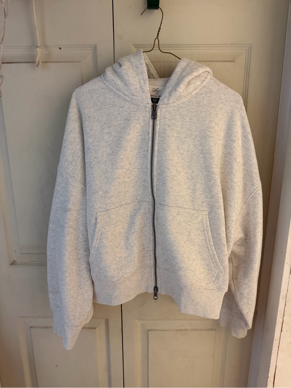 American Eagle Outfitters Light Heather Gray Zip Hoodie